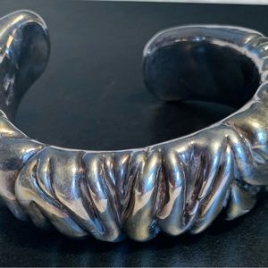 Two-toned BAT AMI electroform 925 silver bangle bracelet